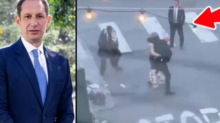 San Fran Mayor walks away as security gets his butt kicked