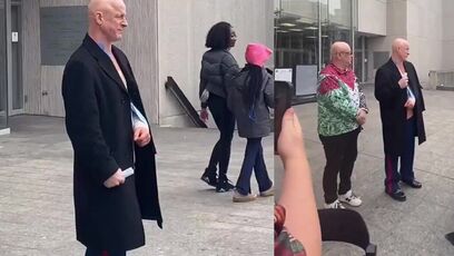 Lunatic Marine got arm snapped by a Senator, walks out like this