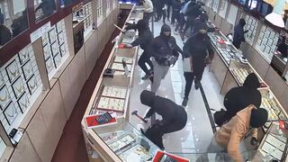 Mob of thugs loot a jewelry store in a minute, which is easier than getting a job