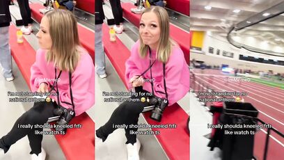 Woman records herself sitting during National Anthem, then GETS LIT UP