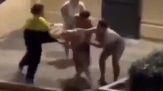 Bystanders RUN OVER Muslim man waving a machete