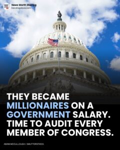 The U.S. Capitol dome with an American flag, under text calling for a financial audit of every member of Congress.